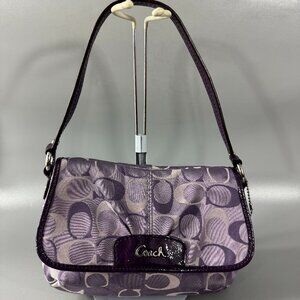 Coach CC Monogram Canvas with Purple Patent Leather Accents Mini Shoulder Bag